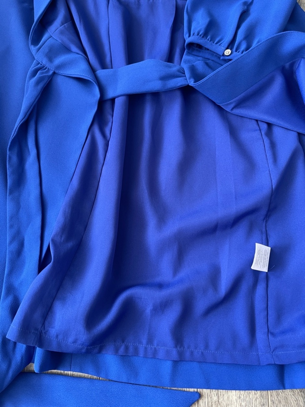 J. Crew Cobalt Blue Faux-Wrap Midi Dress with Side Tie - Picture 16 of 16